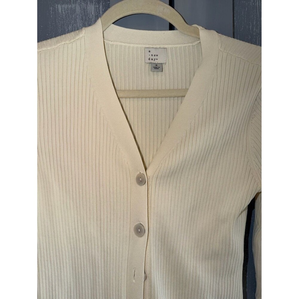 A New Day Ribbed Button Front Midi Sweater Dress Cream All Sizes NWT/NWOT - Picture 6 of 10